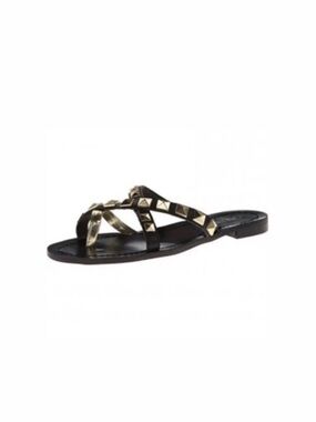 Guess Fanette Black And Gold Studded Sandal Size 6 New With tags